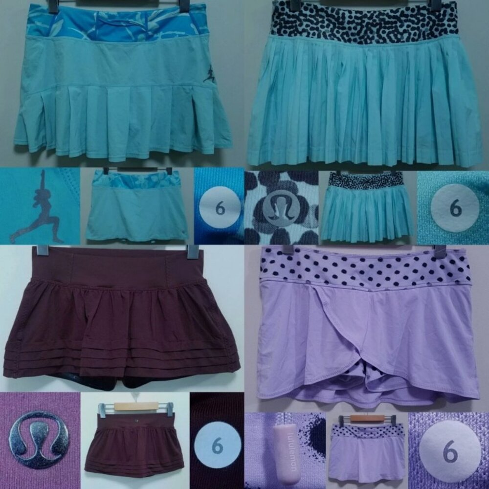 4 Lululemon Pleat To Street Seawheeze Fire Warm Skort Skirt Size 6 Small Bundle